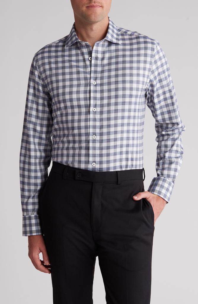 Bugatchi Shaped Fit Check Cotton Button-Up Shirt