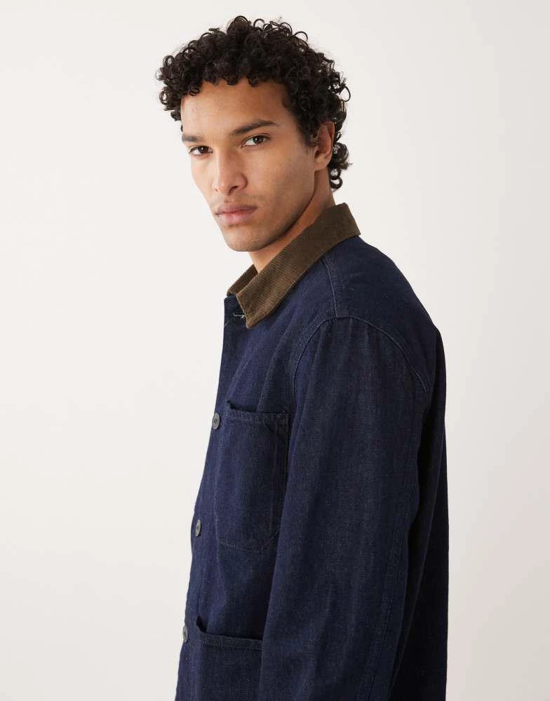 Selected Selected contrast collar denim jacket in raw rinse 4