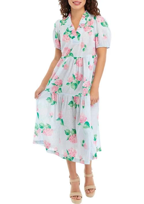 Crown & Ivy™ Ivy Petite Puff Sleeve Printed Midi Dress 1