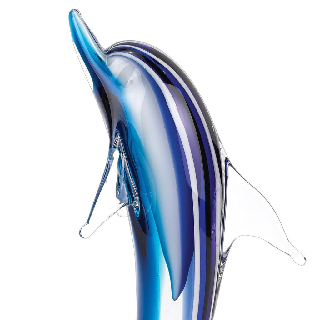 Homezia 14" Blue Murano Glass Dolphin Figurine Tabletop Sculpture 4
