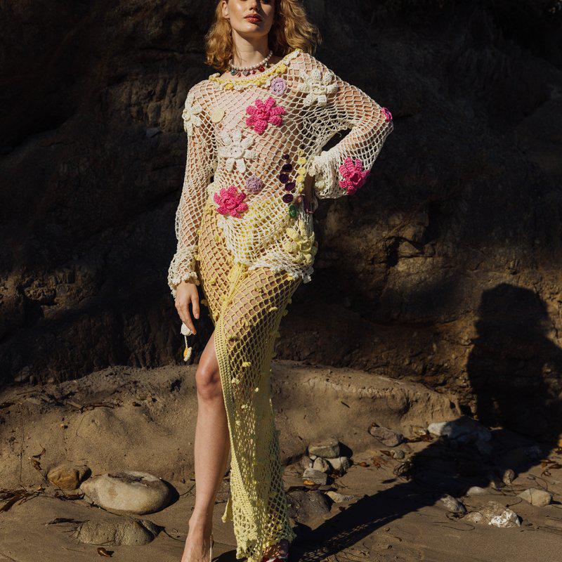 ANDREEVA Yellow Handmade Crochet Skirt