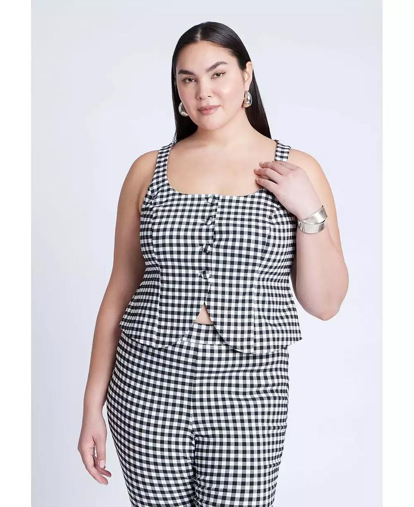 ELOQUII Women's Plus Size Gingham Square Neck Vest