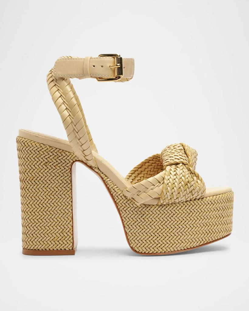 Schutz Khari Knotted Leather Ankle-Strap Platform Sandals 1