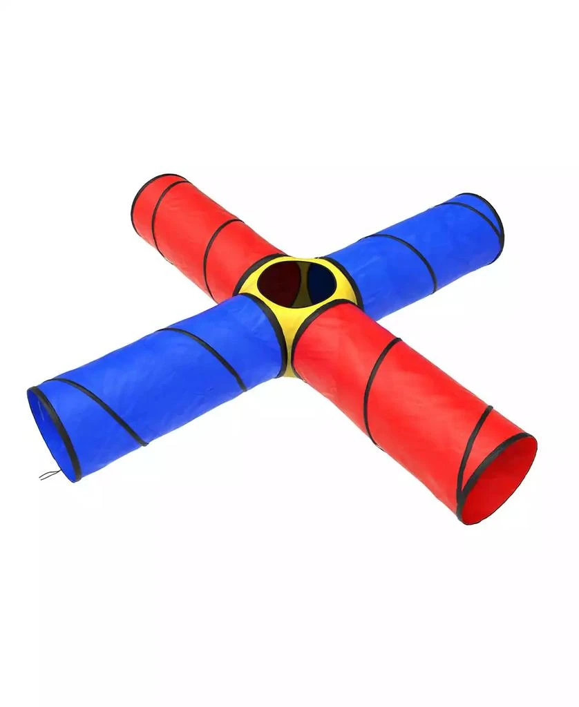 Trademark Global Hey Play Kids Play Tunnel - 4-Way Pop Up Crawl Through Tent, Indoor-Outdoor Fun For Kids And Toddlers, Foldable Portable Playhouse 1