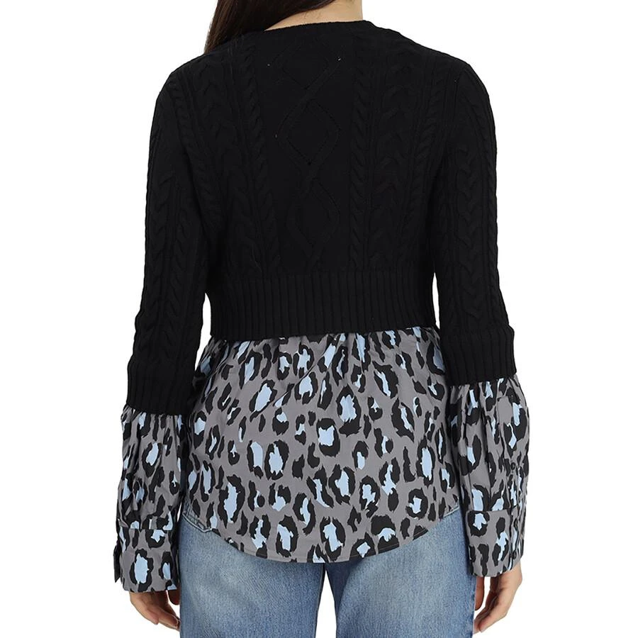 Kenzo Ladies Sweats Pale Gray Top Mixed With Knit 3
