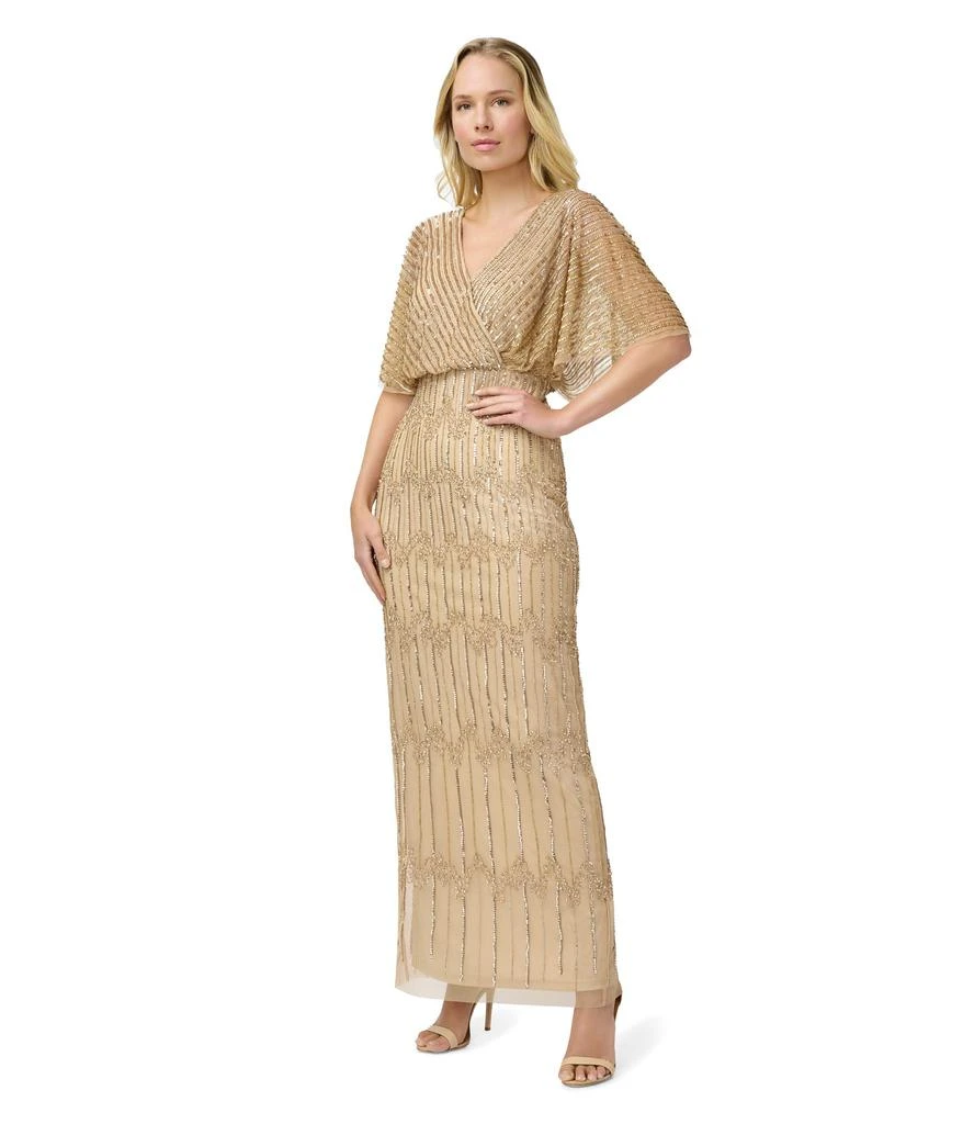 Adrianna Papell Long Beaded Blouson Mother of the Bride Gown 1
