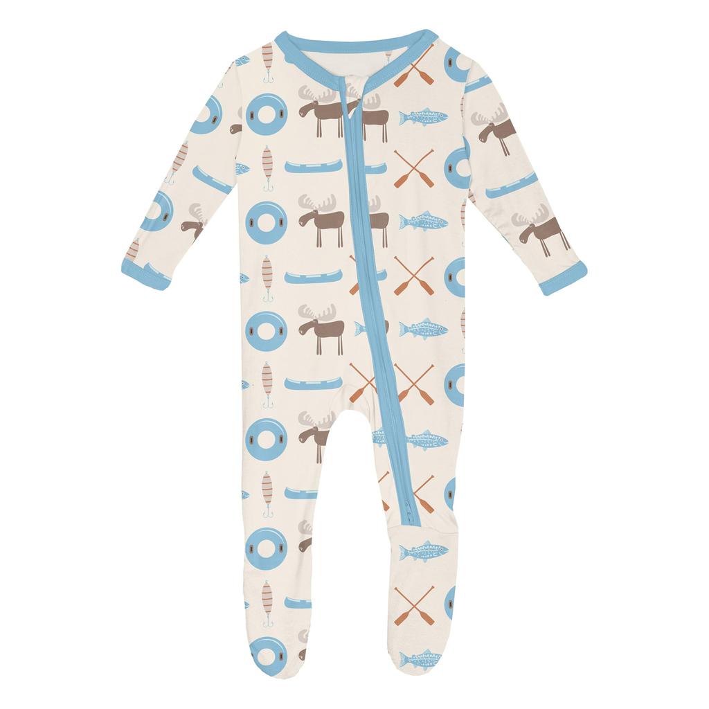 KicKee Pants Print Footie with 2 Way Zipper (Infant)