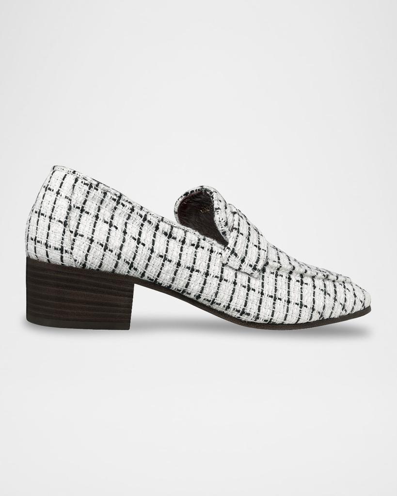 Bougeotte Flaneur Bicolor Tweed Heeled Loafers