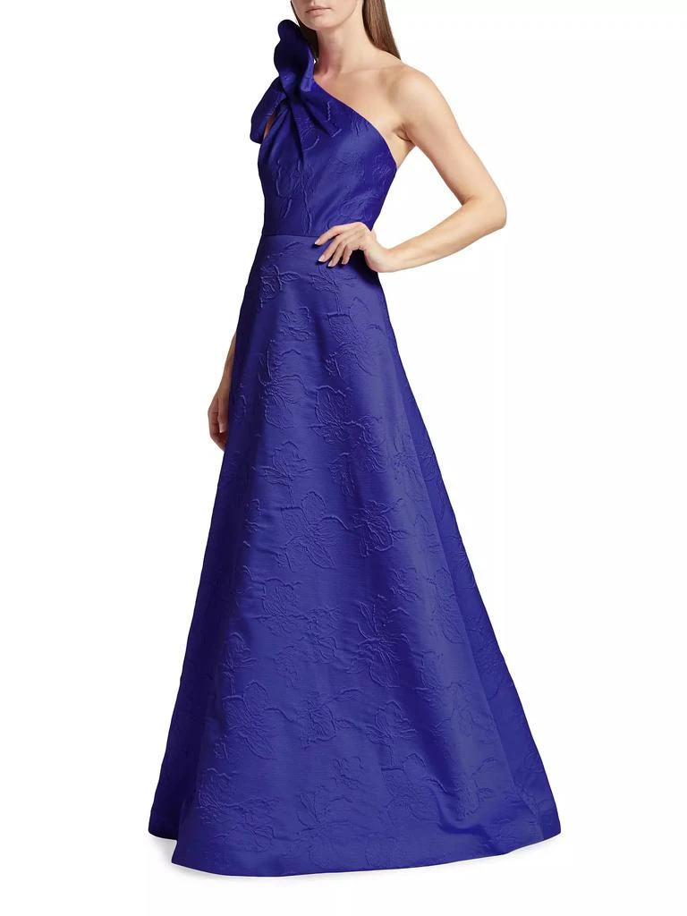 Monique Lhuillier Amira Jacquard One-Shoulder Gown 4
