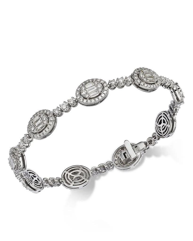 Bloomingdale
s Fine Collection Diamond Round
Baguette Halo Mosaic Tennis Bracelet in 14k White Gold, 4.0 tcw 1