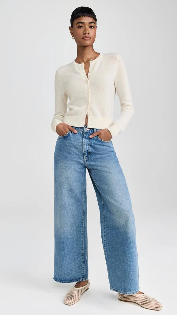White  Warren Cashmere Essential Crew Neck Cardigan 4