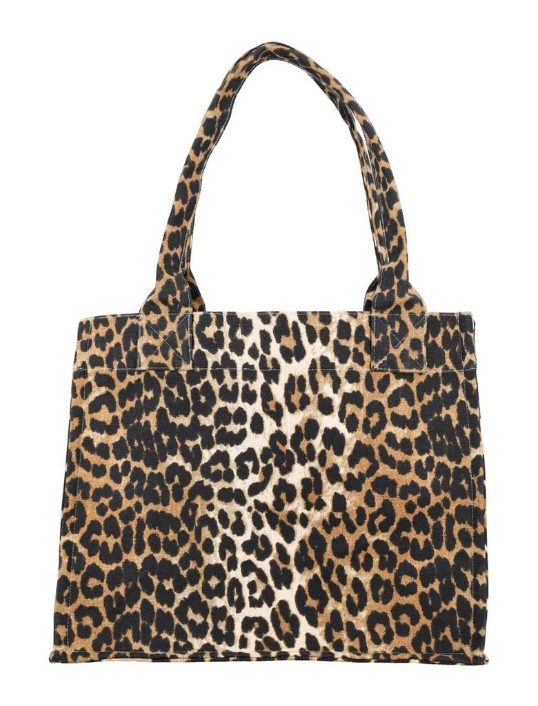 Ganni Ganni Leopard-Print Canvas Tote Bag 4
