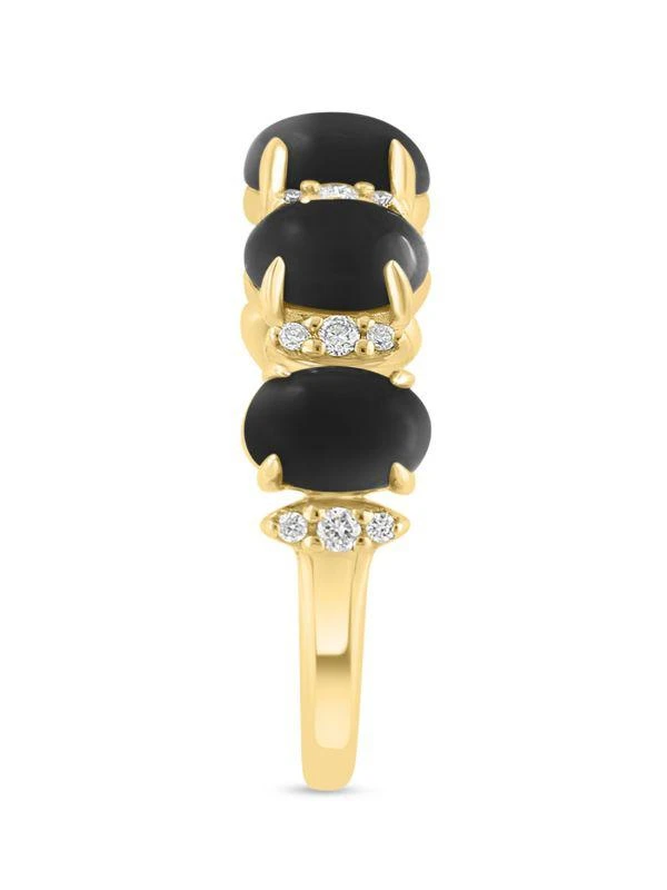 Effy 14K Yellow Gold, Onyx 
0.11 TCW Diamond Band Ring 3
