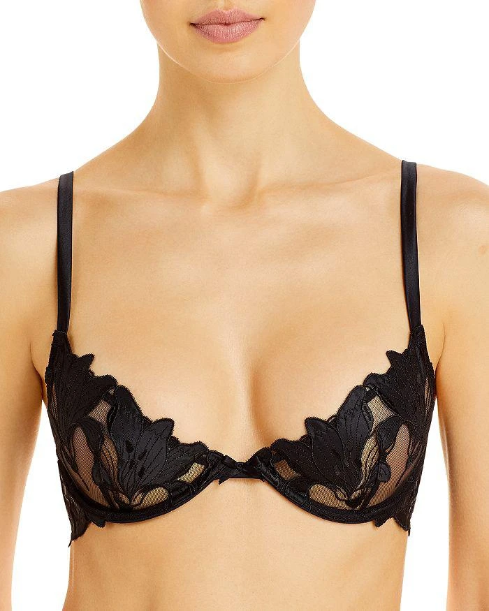 Fleur du Mal Lily Embroidered Plunge Demi Bra 1
