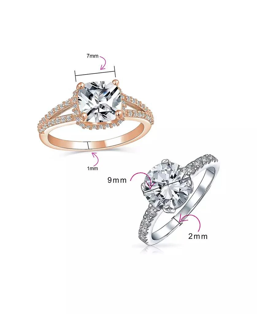 Bling Jewelry 2-Pc. Sterling Silver CZ Promise Rings in Silver or Rose Gold with Cushion-Cut Solitaire
Pave Band 2