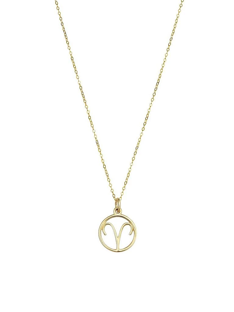 Oradina 14K Yellow Solid Gold Zodiac Pendant Necklace 1