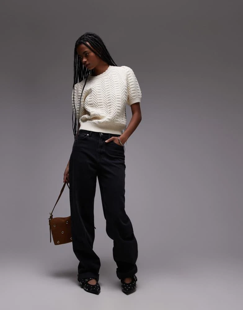 & Other Stories & Other Stories short sleeve knitted top in white with scallop edge neckline 1