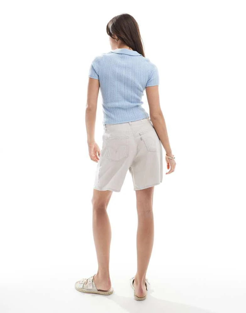 Levi
s Levi
s high waisted linen blend baggy denim shorts in off white 4