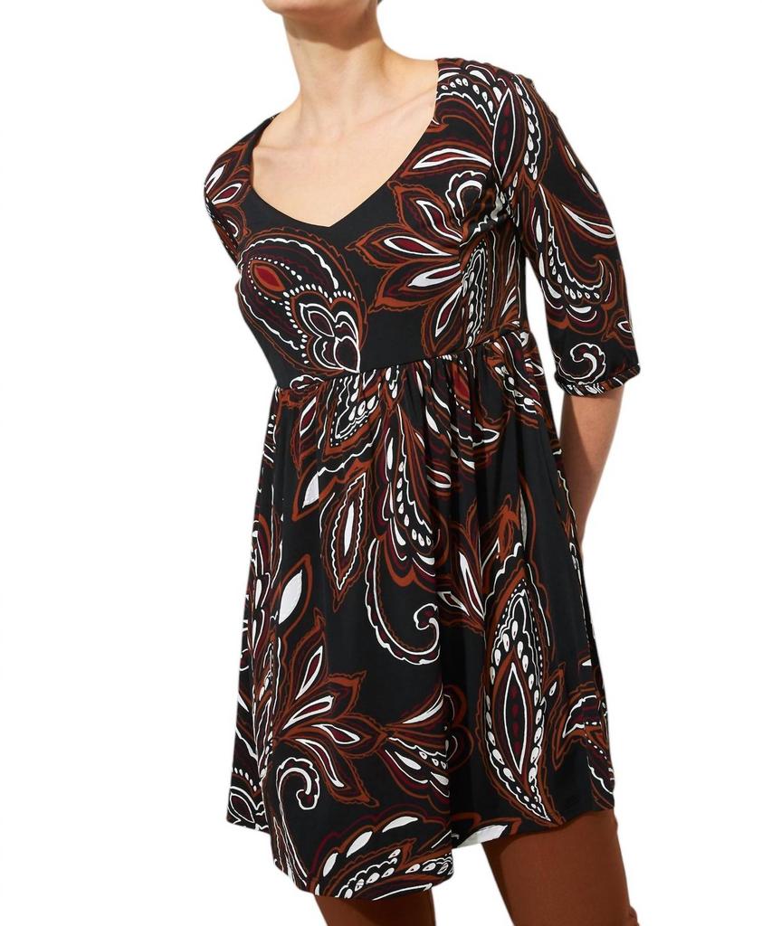 JOSEPH RIBKOFF Paisley Print Tunic Dress In Black/multi