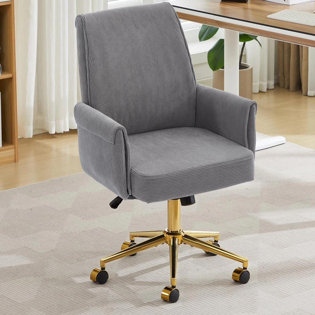Streamdale Furniture Streamdale Mid-back office chair, striped fabric, ergonomic design, Gray. 2