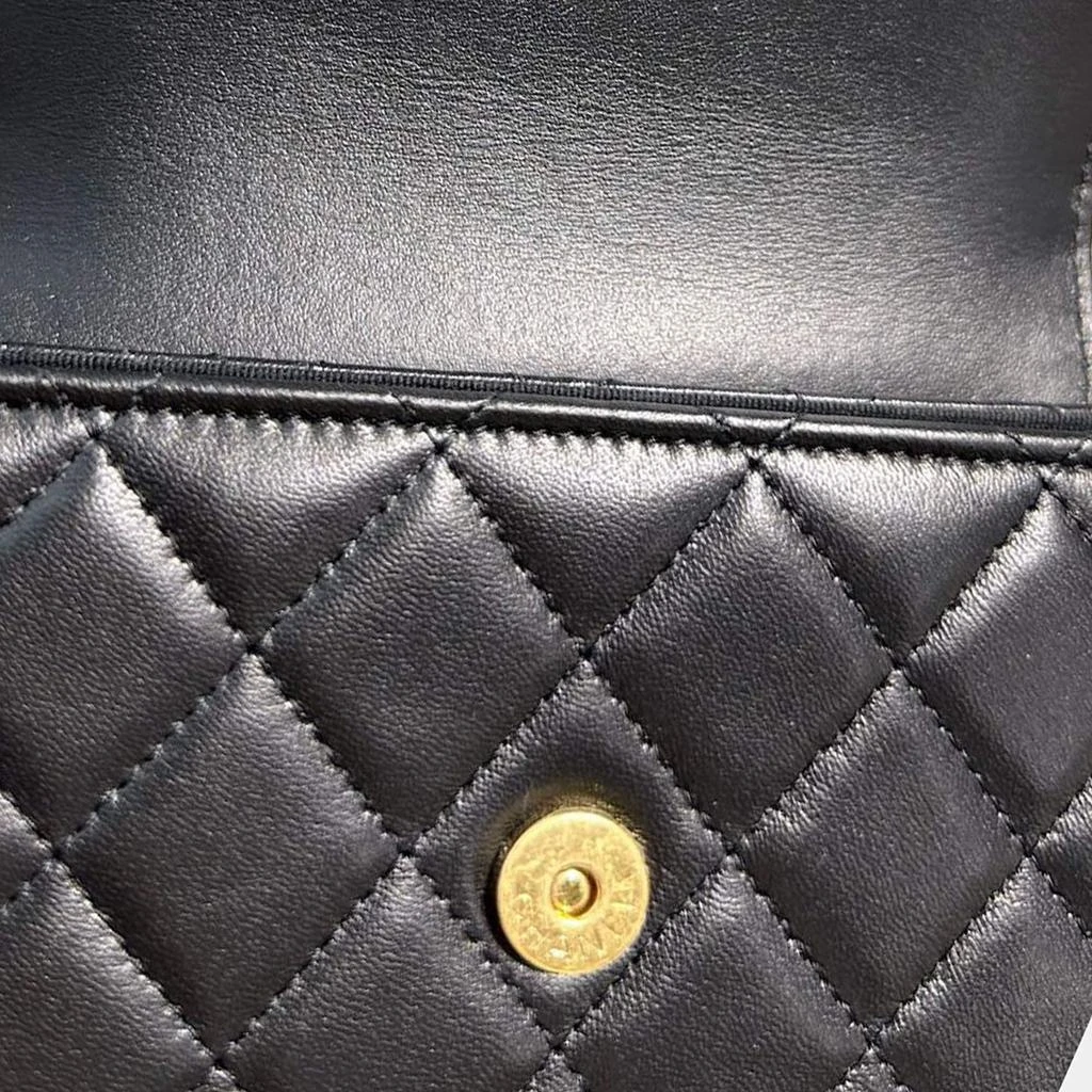 Chanel Chanel Black Gold Lambskin Leather Double Chain Large Phone Bag 9