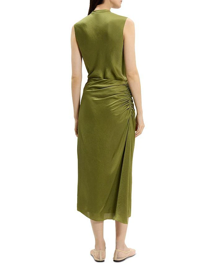 Theory Ruched Midi Skirt in Crushed Satin 5