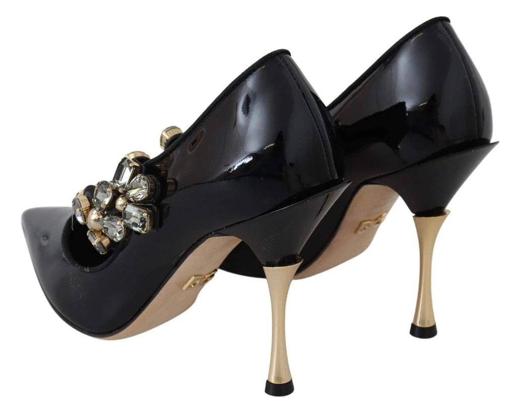 Dolce & Gabbana Dolce & Gabbana Black Leather Crystal Shoes Mary Jane Pumps 6