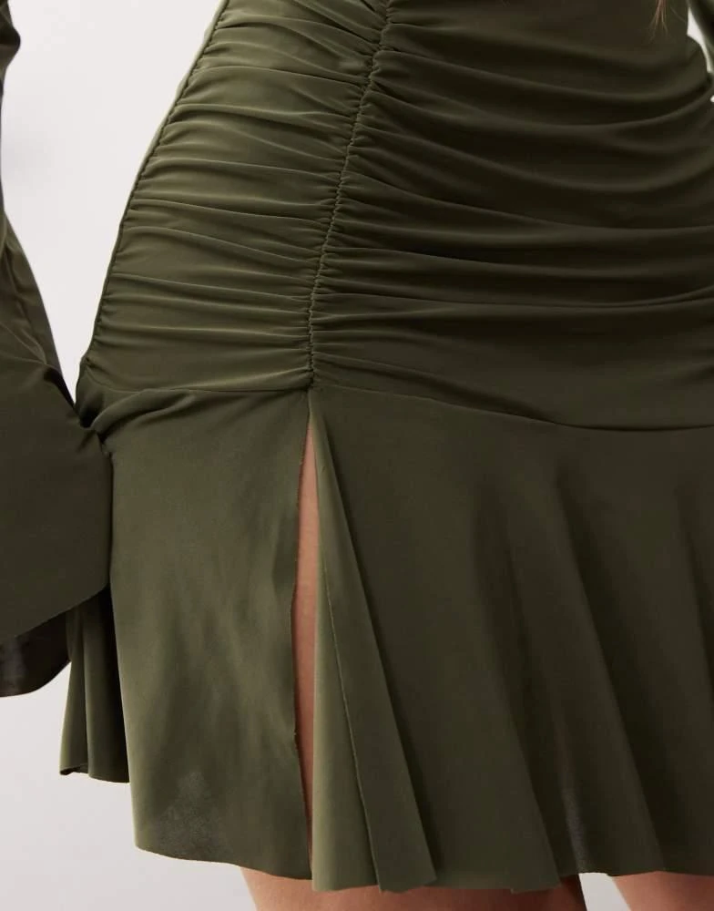 COLLUSION COLLUSION slinky dress in khaki 4