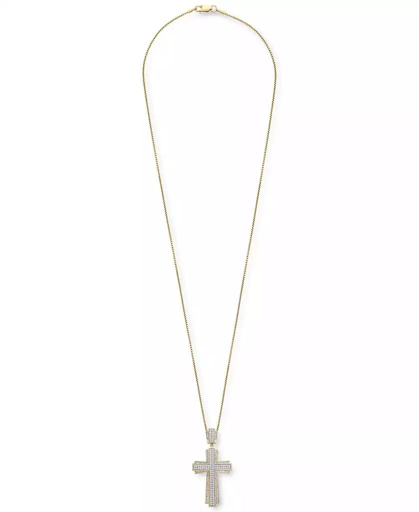 Macy's Men's Cross 22" Pendant Necklace (1 ct. t.w.) in 14k Gold-Plated Sterling Silver Or Sterling Silver 3
