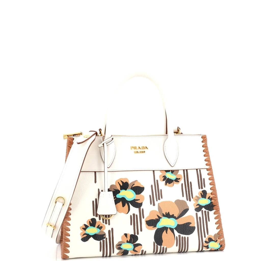 Prada Paradigme Tote Whipstitch Printed Leather Medium 2