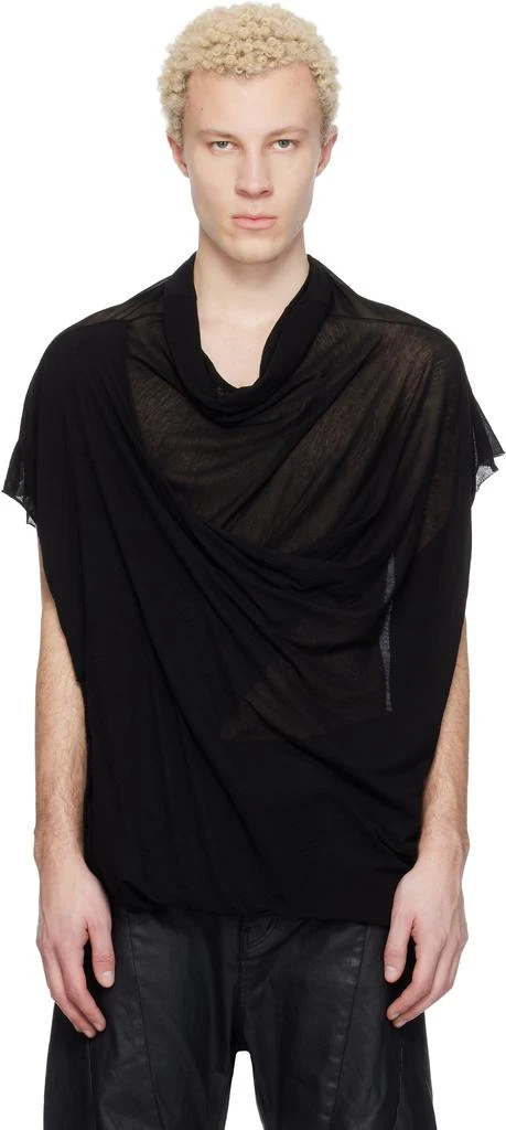 Julius Black Cowl Neck Drape T-shirt
