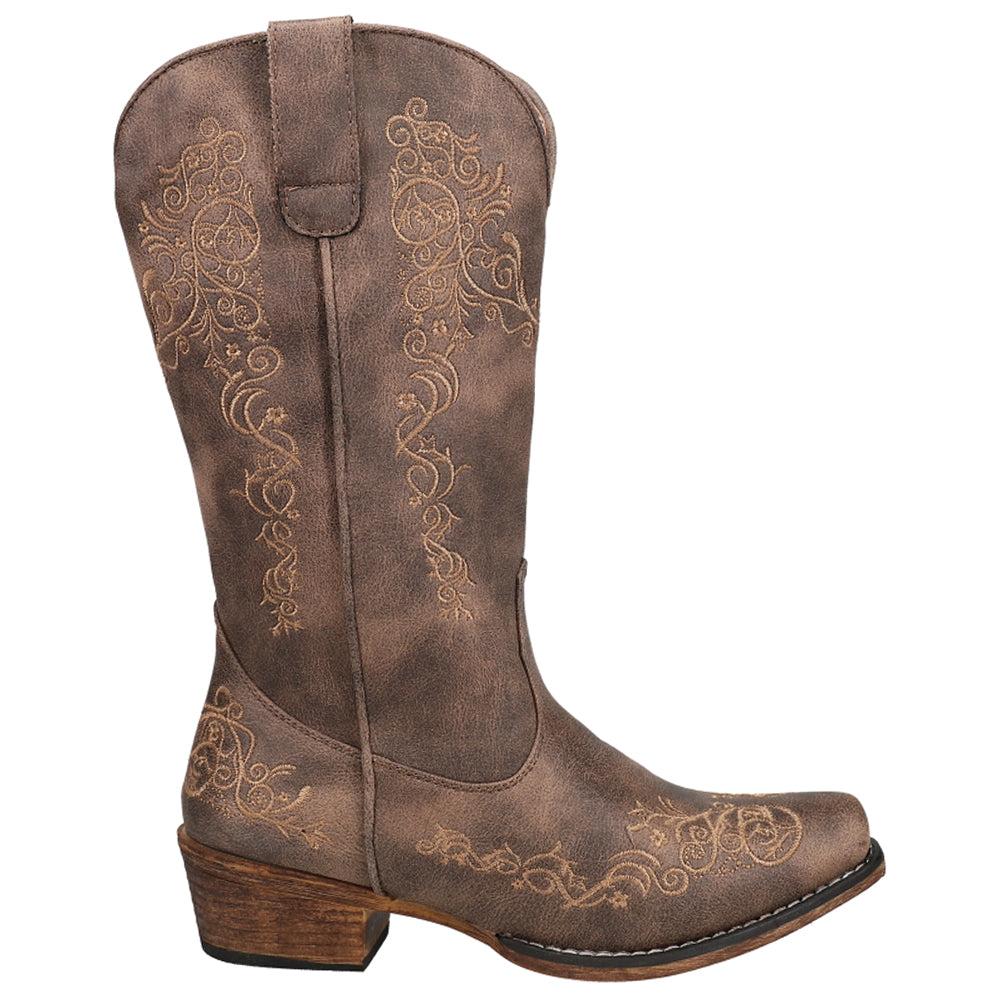 Roper Riley Scroll Embroidery Snip Toe Cowboy Boots