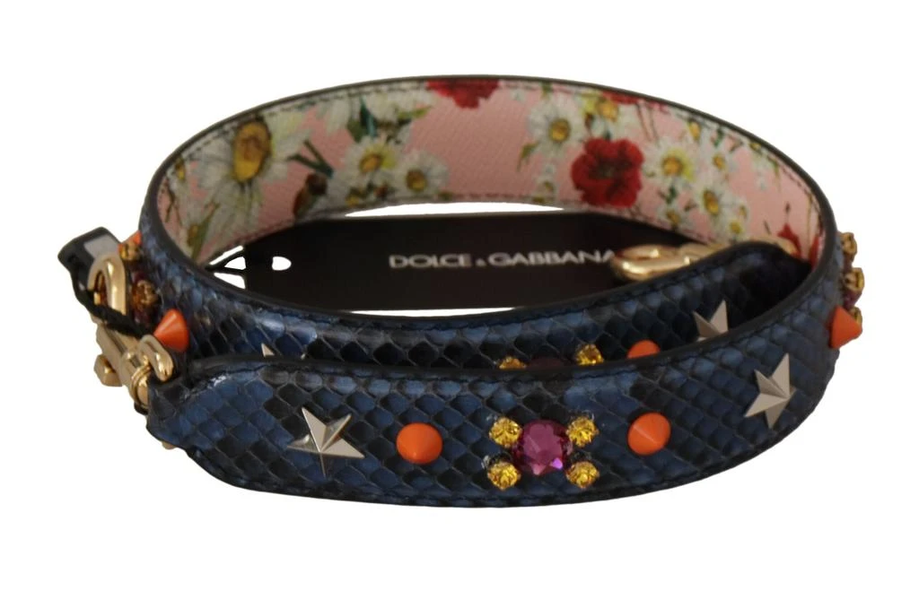 Dolce & Gabbana Dolce & Gabbana Blue Exotic Leather Crystals Reversible Shoulder Strap 1
