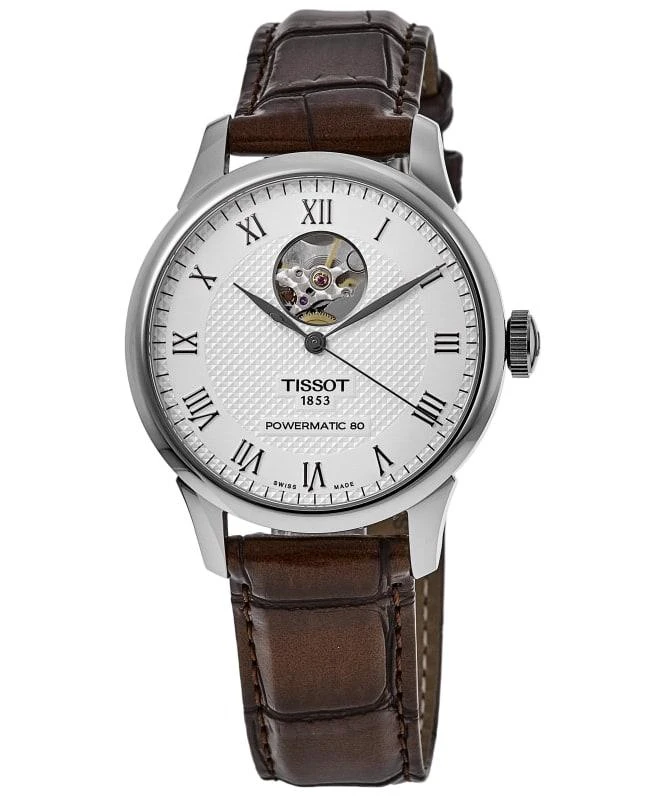 Tissot Tissot Le Locle Powermatic 80 Open Silver Dial Leather Strap Men's Watch T006.407.16.033.01 1