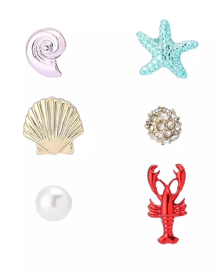 Betsey Johnson Mermaid Jewels Lobster Seashell Stud Earrings Set 1
