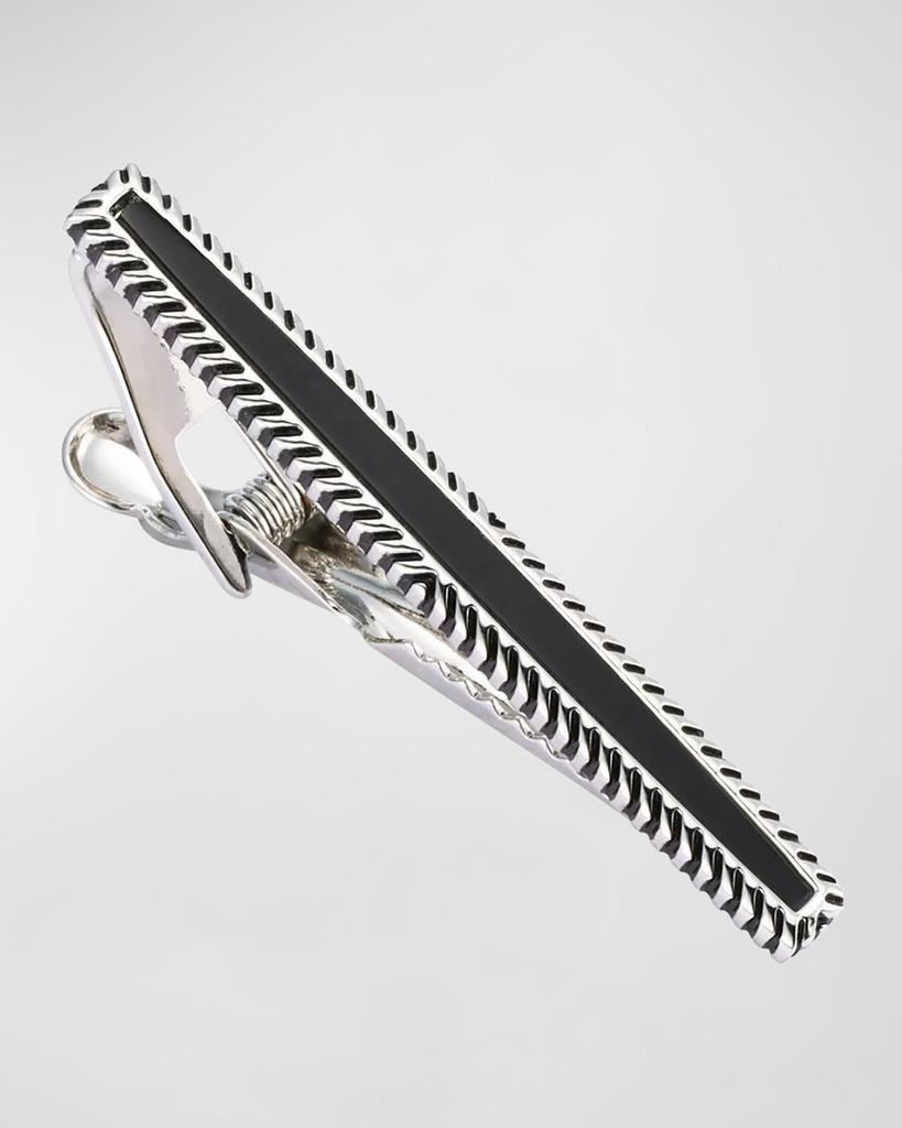 LINK UP Men's Black Obsidian Wavy Frame Tie Bar