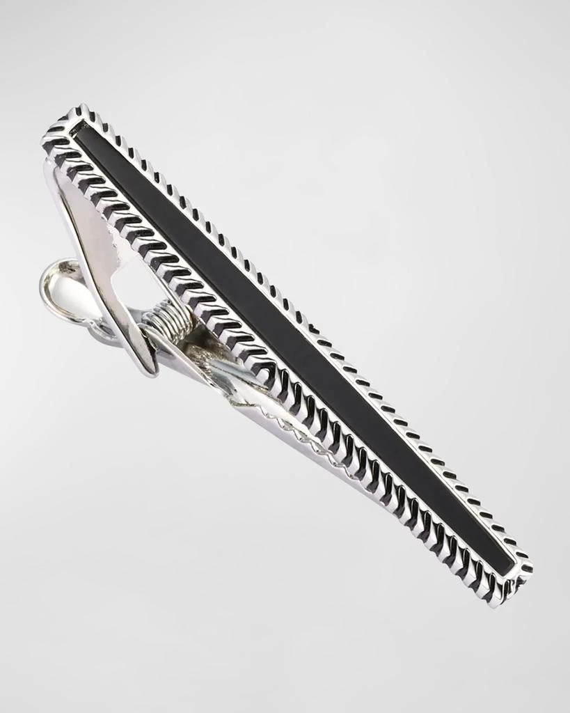 LINK UP Men's Black Obsidian Wavy Frame Tie Bar 1