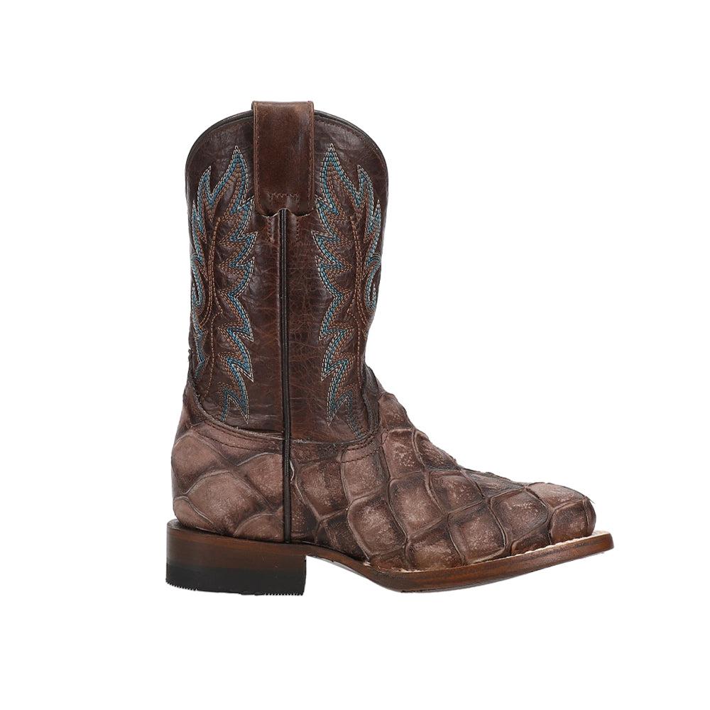 Roper River Pirarucu Print Square Toe Cowboy Boots (Little Kid)