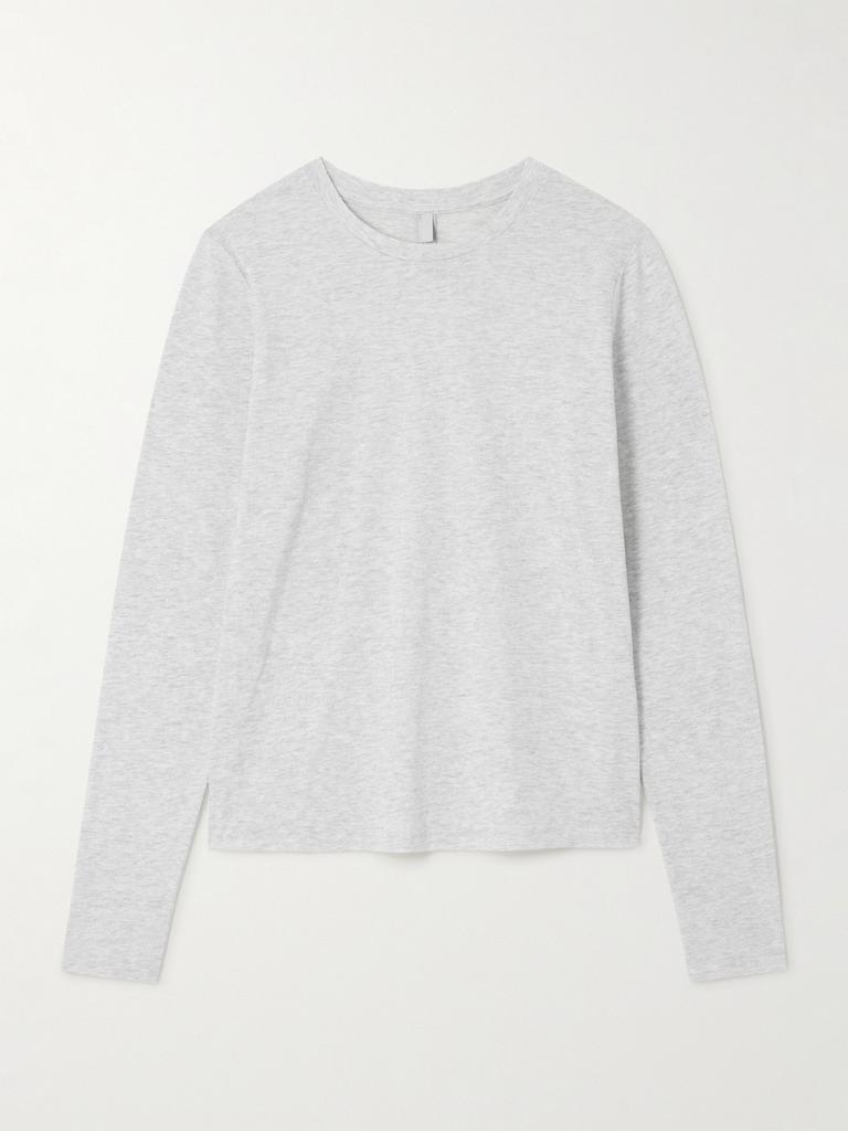 SKIMS Long Sleeve T 恤（颜色：light Heather Grey）