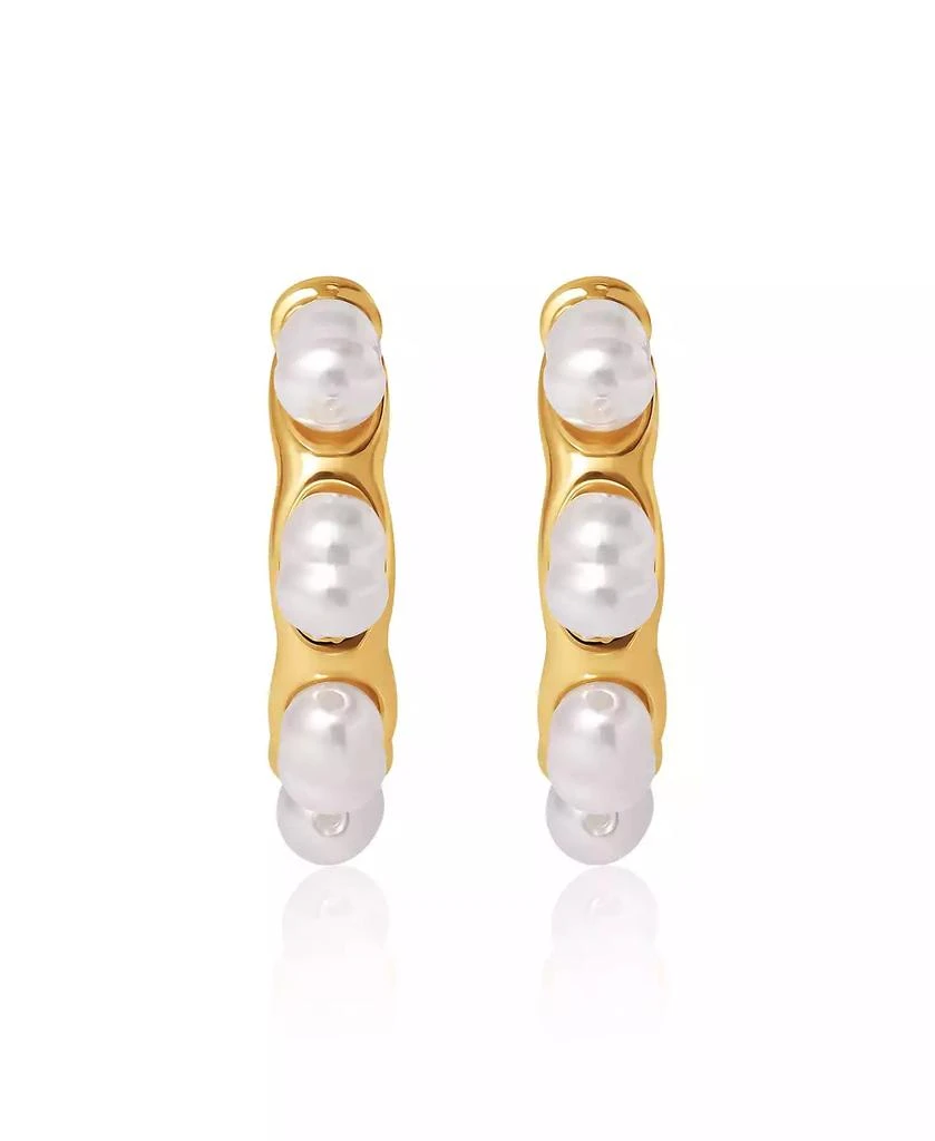 BCBG Faux Pearl Accent Hoop Earrings
