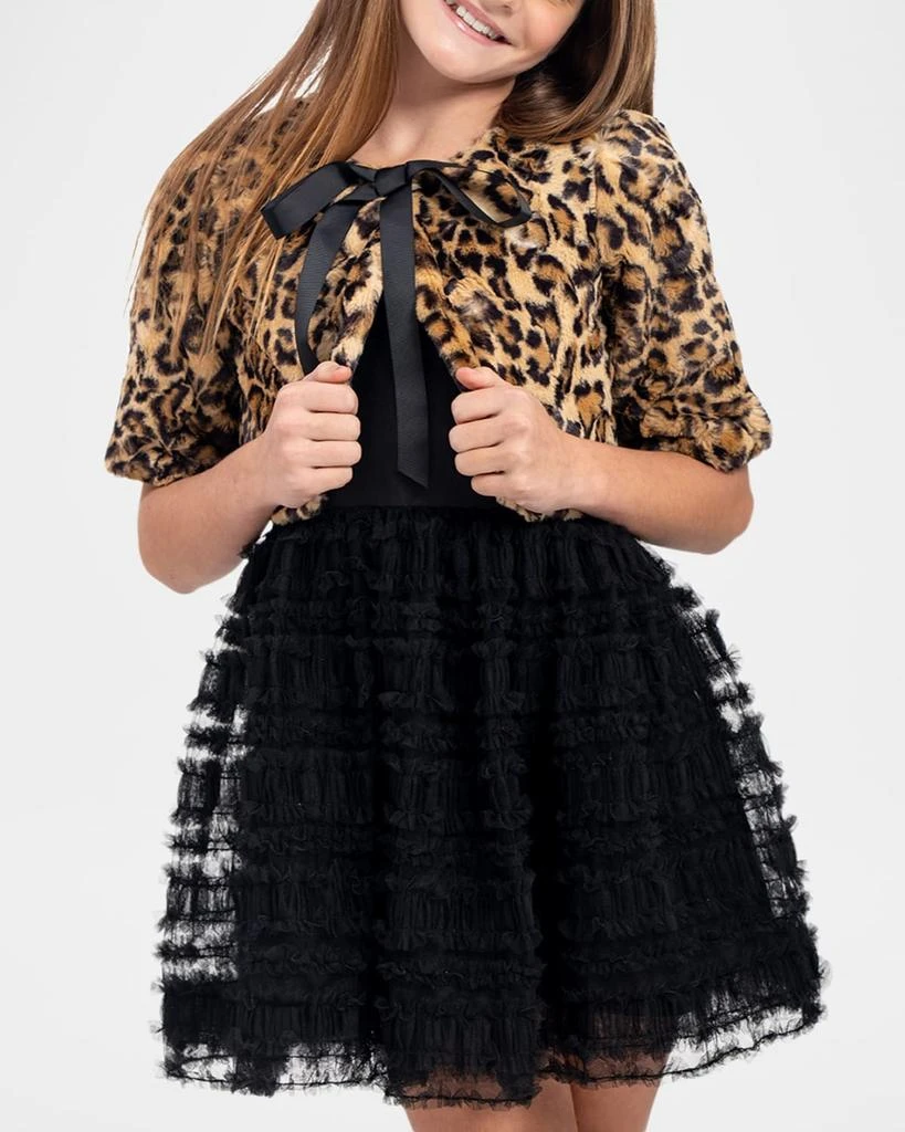 Zoe Girl's Grace Faux-Fur Leopard-Print Capelet, Size 7-16 2