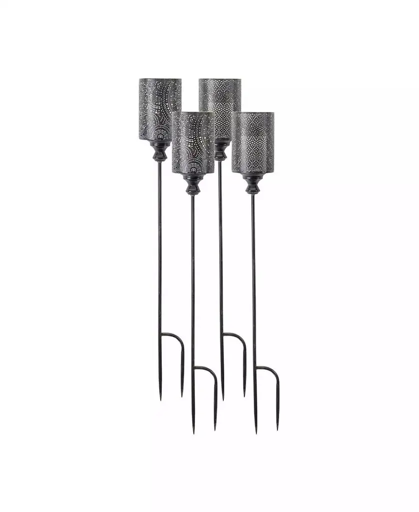 Slickblue Punched Metal Candle Holder Garden Stake (Set of 4)