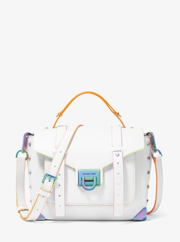 Michael Kors Manhattan Medium Contrast-Trim Leather Satchel 1