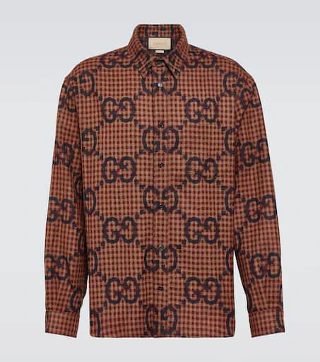 Gucci Maxi GG gingham wool shirt 1