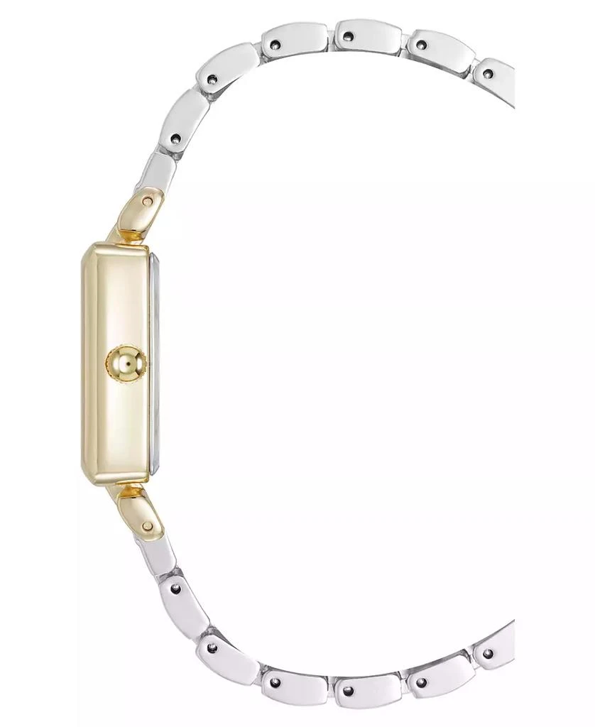 Anne Klein Women's Quartz Rectangular Roman Numeral Two-Tone Metal Alloy and Light Blue Dial Watch 2