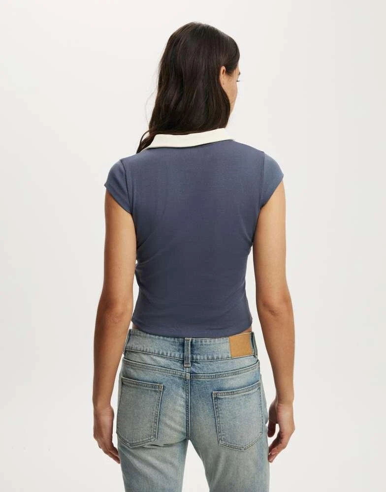Cotton:On Cotton On Alice deep v polo in navy 3