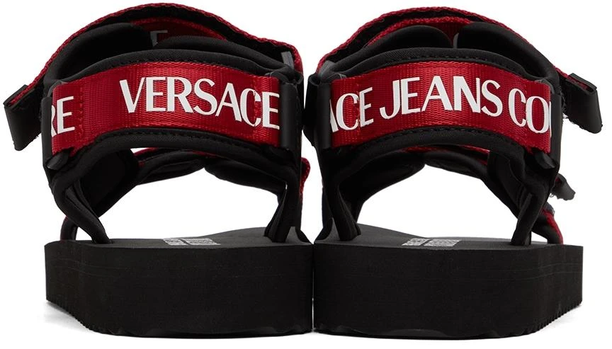 Versace Black & Red Fondo Strap Sandals 2