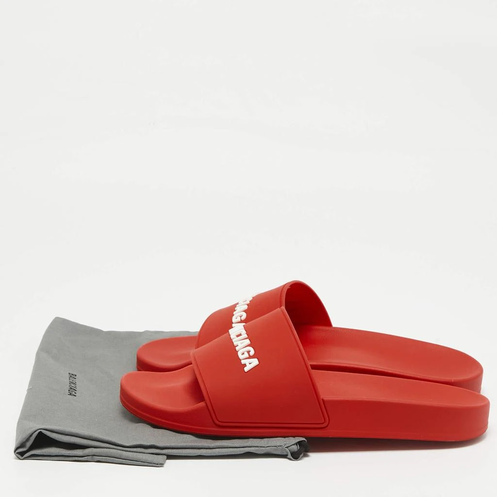 Balenciaga Balenciaga Red Rubber Logo Pool Slides Size 42 8