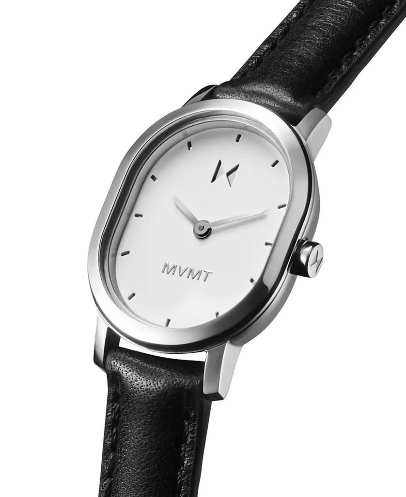 MVMT Women's Carmel Oval Black Calfskin Leather Strap Watch, 25mm