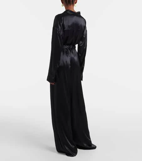 Salvatore Ferragamo Gathered satin wide-leg pajama pants 3